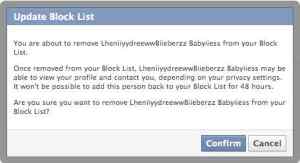 Konfirmasi Batalkan Blokir akun FB