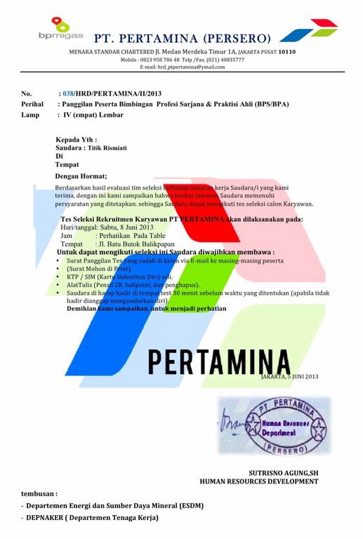 Contoh Penipuan Undangan Tes PT. Pertamina (persero), WASPADA | Efraim ...